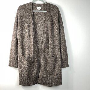Lucky Brand Women's Cardigan Sweater Open Long Sleeve Brown Knit Pockets Size M